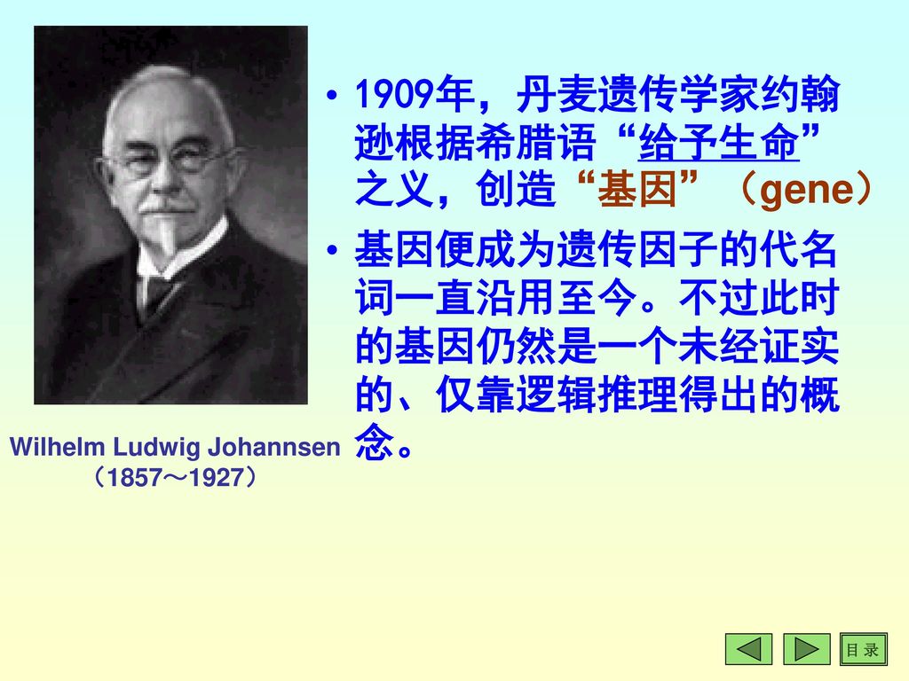 wilhelm ludwig johannsen 1909年,丹麦遗传学家约翰逊根据希腊语"